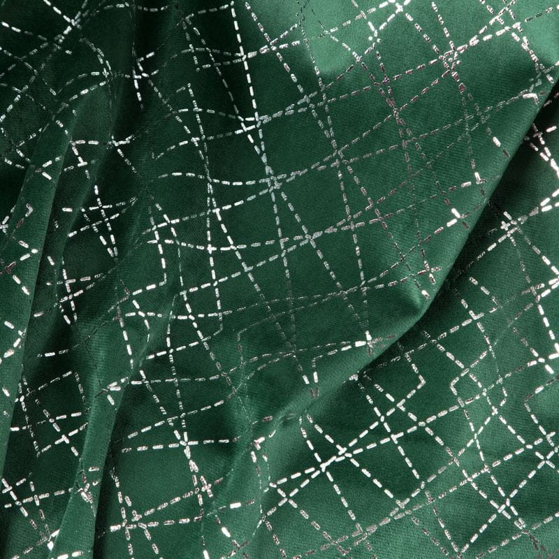 Zasłona zielona welwet srebrny nadruk 140X250 CM