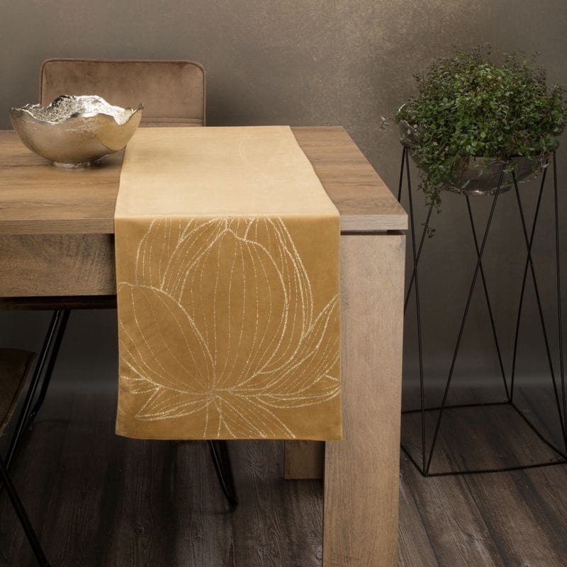 OBRUS BIEŻNIK WELUR VELVET 35 X 220 CM ZŁOTY