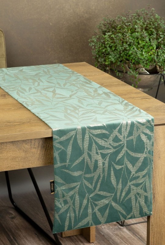 OBRUS WELUR VELVET BIEŻNIK 35 X 220 CIEMNOMIĘTOWY