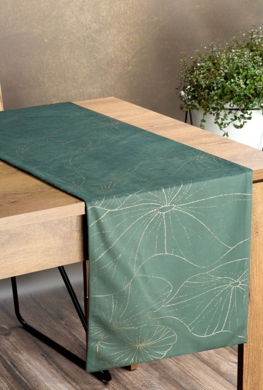 OBRUS WELUR VELVET BIEŻNIK 35 X 220 CIEMNOMIĘTOWY
