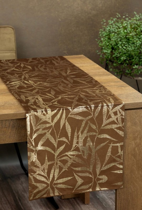 OBRUS WELUR VELVET BIEŻNIK 35 X 220 CM BRĄZOWY