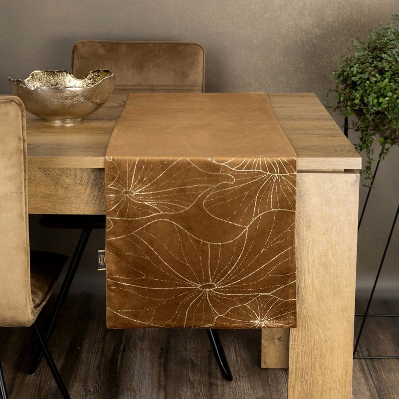 OBRUS WELUR VELVET BIEŻNIK 35 X 220 CM BRĄZOWY