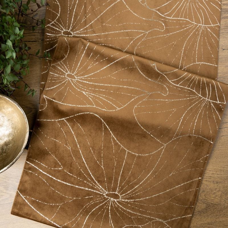 OBRUS WELUR VELVET BIEŻNIK 35 X 220 CM BRĄZOWY