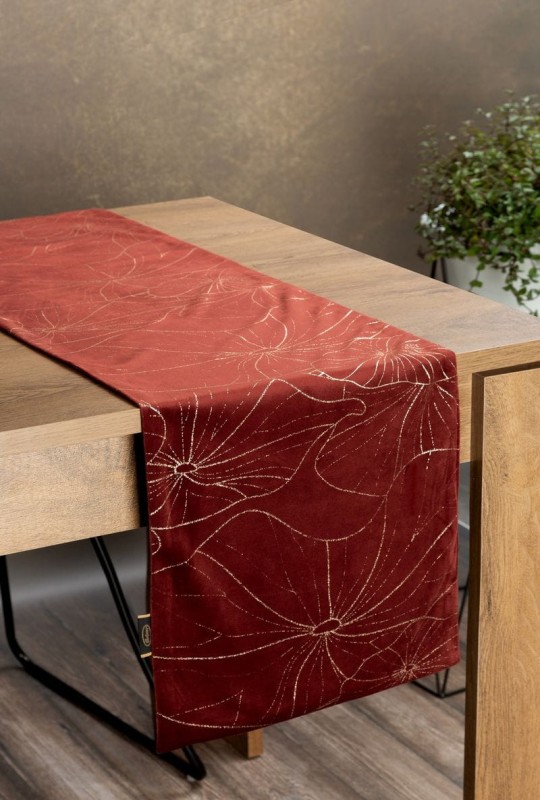 OBRUS WELUR VELVET BIEŻNIK 35 X 220 CM CEGLANY