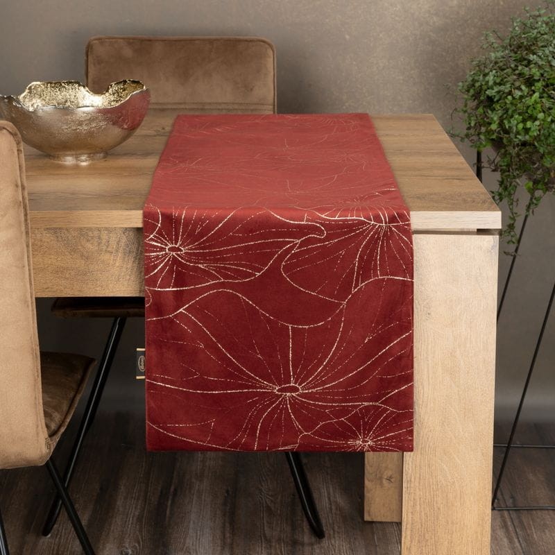 OBRUS WELUR VELVET BIEŻNIK 35 X 220 CM CEGLANY