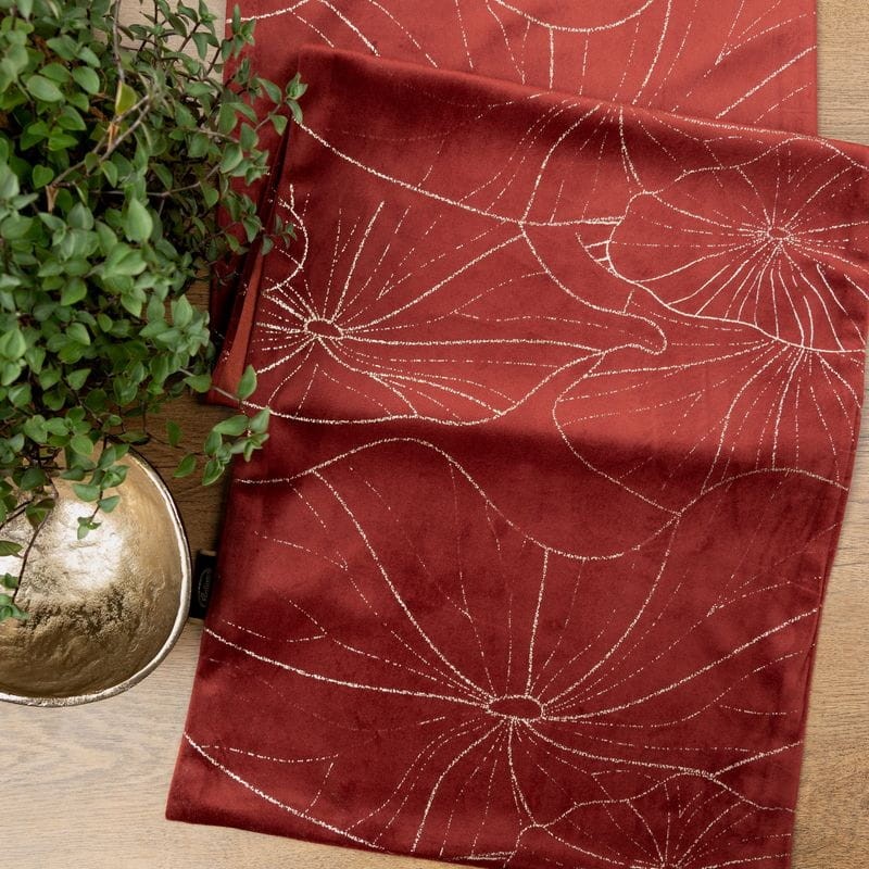 OBRUS WELUR VELVET BIEŻNIK 35 X 220 CM CEGLANY