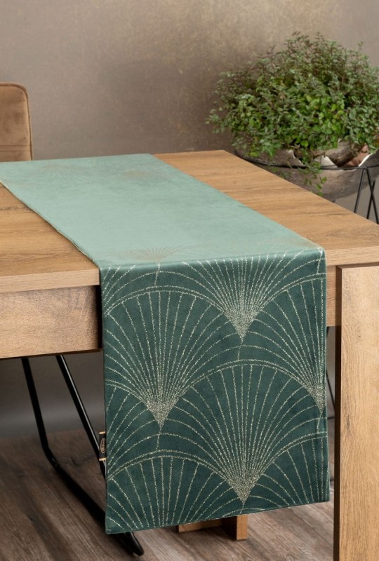 OBRUS WELUR VELVET BIEŻNIK 35 X 220 CM MIĘTOWY