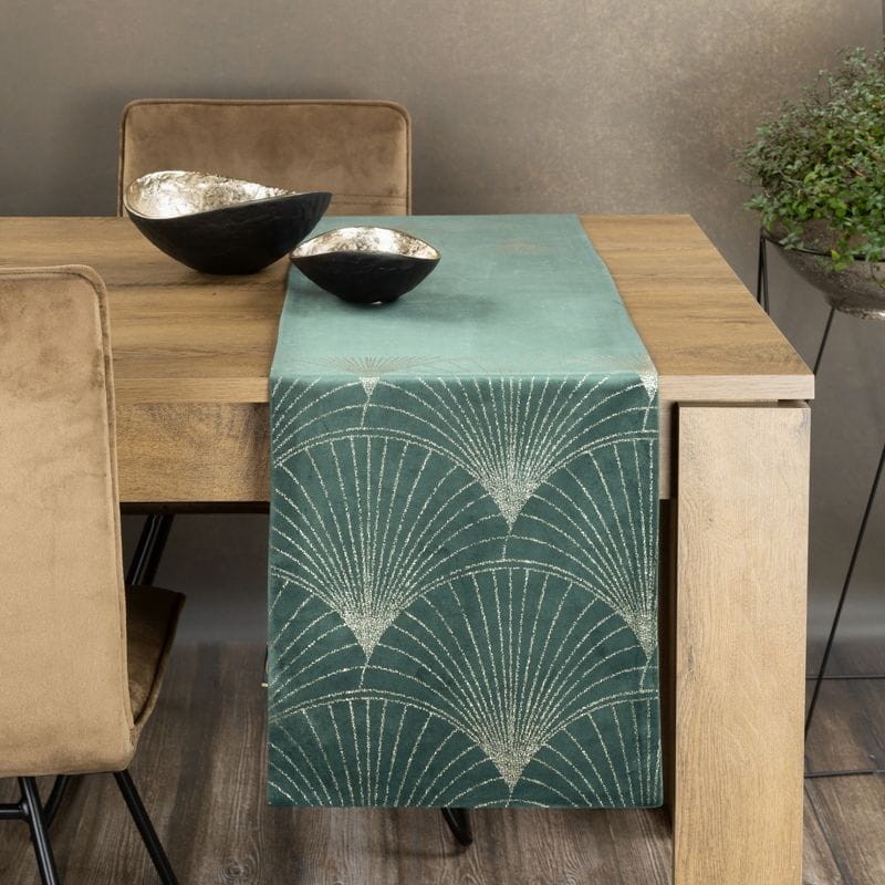 OBRUS WELUR VELVET BIEŻNIK 35 X 220 CM MIĘTOWY