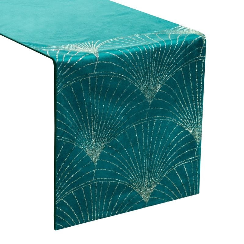 OBRUS WELUR VELVET BIEŻNIK 35 X 220 CM TURKUSOWY