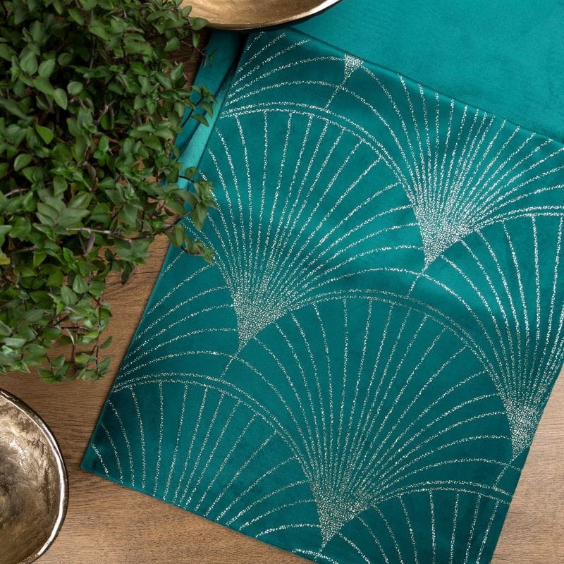 OBRUS WELUR VELVET BIEŻNIK 35 X 220 CM TURKUSOWY