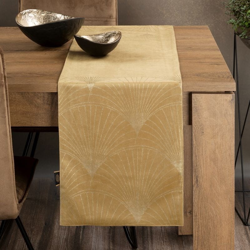 OBRUS WELUR VELVET BIEŻNIK 35 X 220 CM ZŁOTY