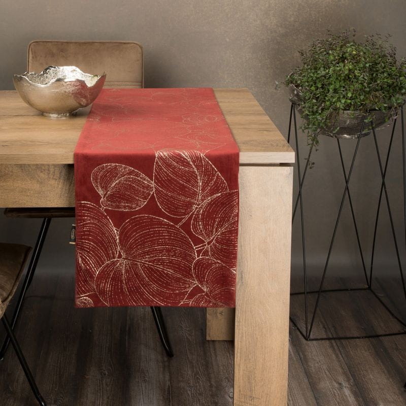 OBRUS WELUR VELVET BIEŻNIK 35X220 CM CEGLANY