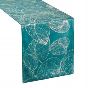 OBRUS WELUR VELVET BIEŻNIK 35X220 CM TURKUSOWY