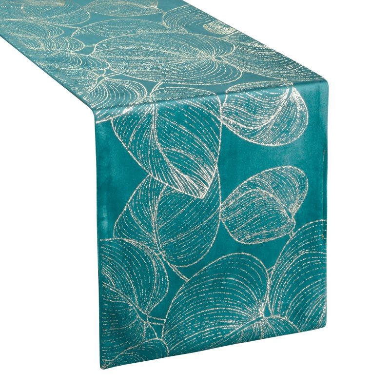 OBRUS WELUR VELVET BIEŻNIK 35X220 CM TURKUSOWY