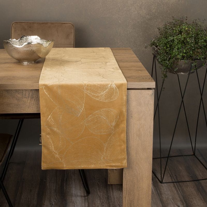 OBRUS WELUR VELVET BIEŻNIK 35X220 CM ZŁOTY