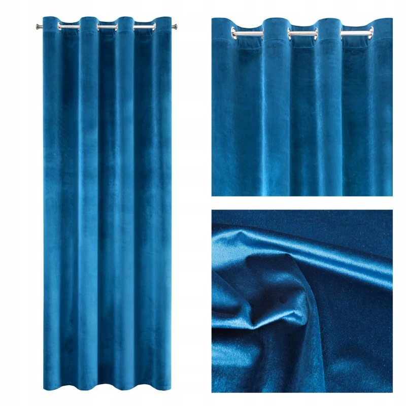ZASŁONA WELUR VELVET PRZELOTKI 140X250 GRANATOWA