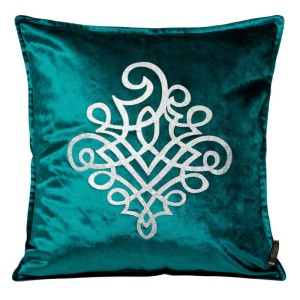 POSZEWKA WELUR VELVET ORNAMENT 45X45 CM TURKUSOWA