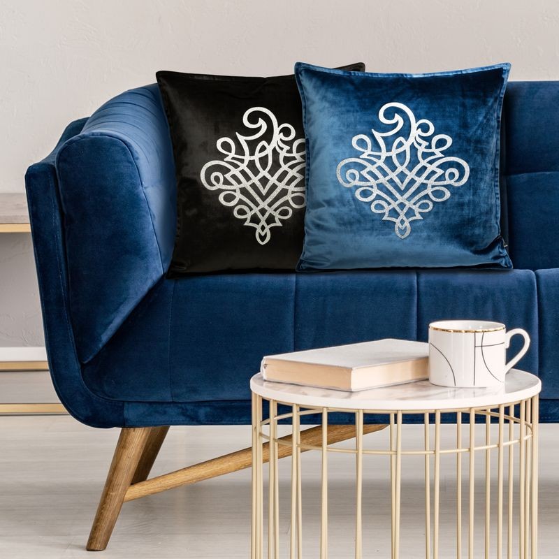 POSZEWKA WELUR VELVET ORNAMENT 45X45 CM TURKUSOWA