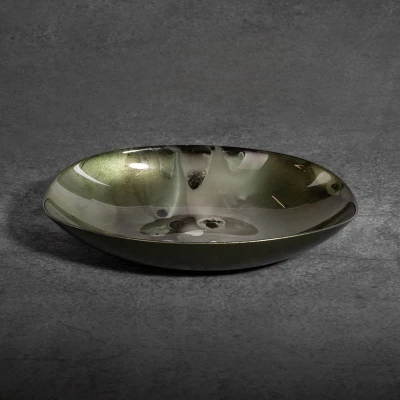 SZKLANA MISA DEKORACYJNA MISKA 31X21X7 CM ZIELONA