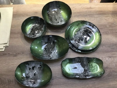 SZKLANA MISA DEKORACYJNA MISKA 31X21X7 CM ZIELONA