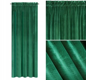 ZASŁONA WELUR VELVET NA TAŚMIE 140X270 CM ZIELONA