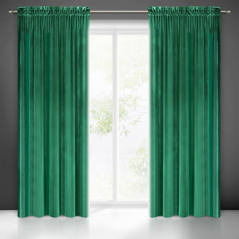 ZASŁONA WELUR VELVET NA TAŚMIE 140X270 CM ZIELONA