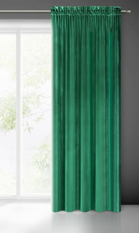 ZASŁONA WELUR VELVET NA TAŚMIE 140X270 CM ZIELONA