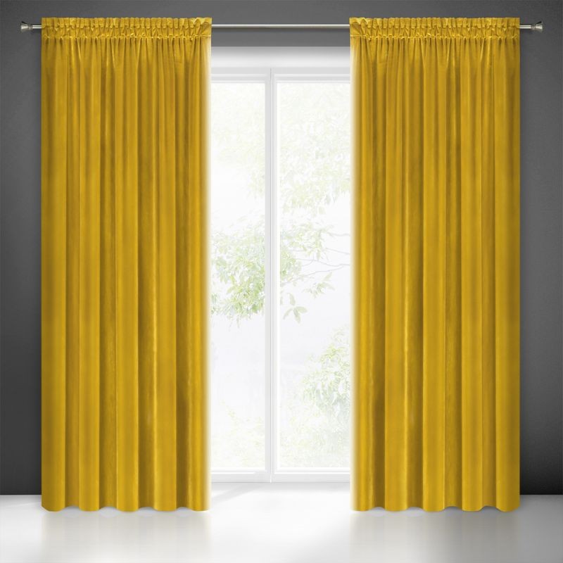ZASŁONA WELUR VELVET NA TAŚMIE 140X270 MUSZTARDOWA
