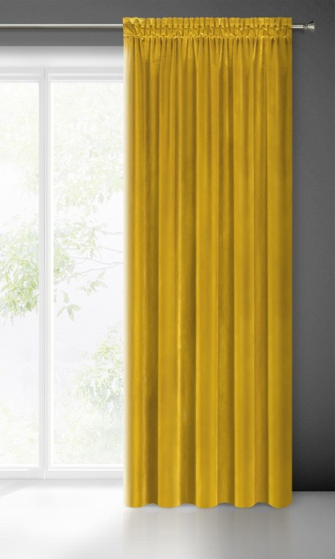 ZASŁONA WELUR VELVET NA TAŚMIE 140X270 MUSZTARDOWA