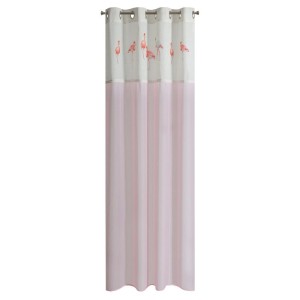 Różowa zasłona nadruk flamingi koronka przelotki 250X140
