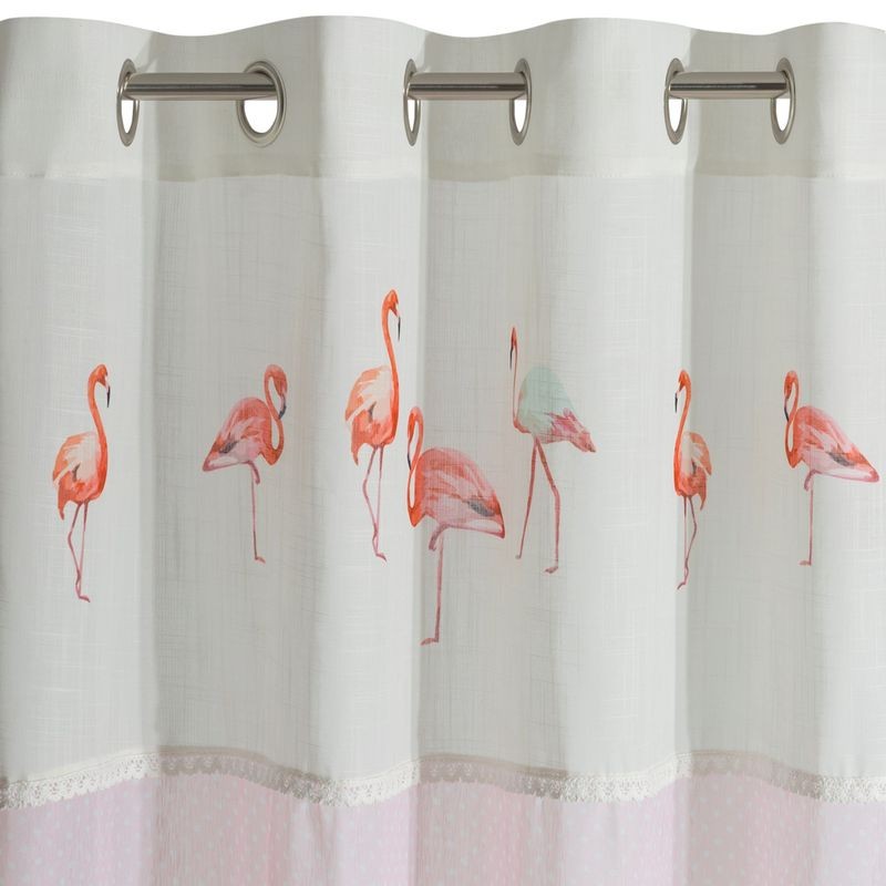 Różowa zasłona nadruk flamingi koronka przelotki 250X140