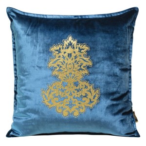 POSZEWKA WELUR VELVET ORNAMENT 45X45 NIEBIESKA