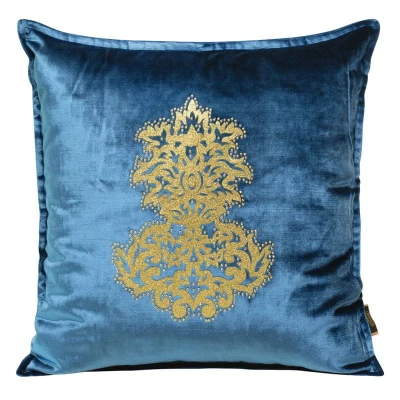 POSZEWKA WELUR VELVET ORNAMENT 45X45 NIEBIESKA