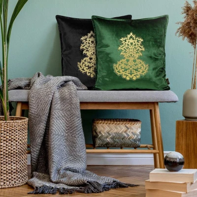 POSZEWKA WELUR VELVET ORNAMENT 45X45 NIEBIESKA