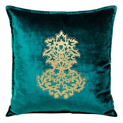 POSZEWKA WELUR VELVET ORNAMENT 45X45 TURKUSOWA