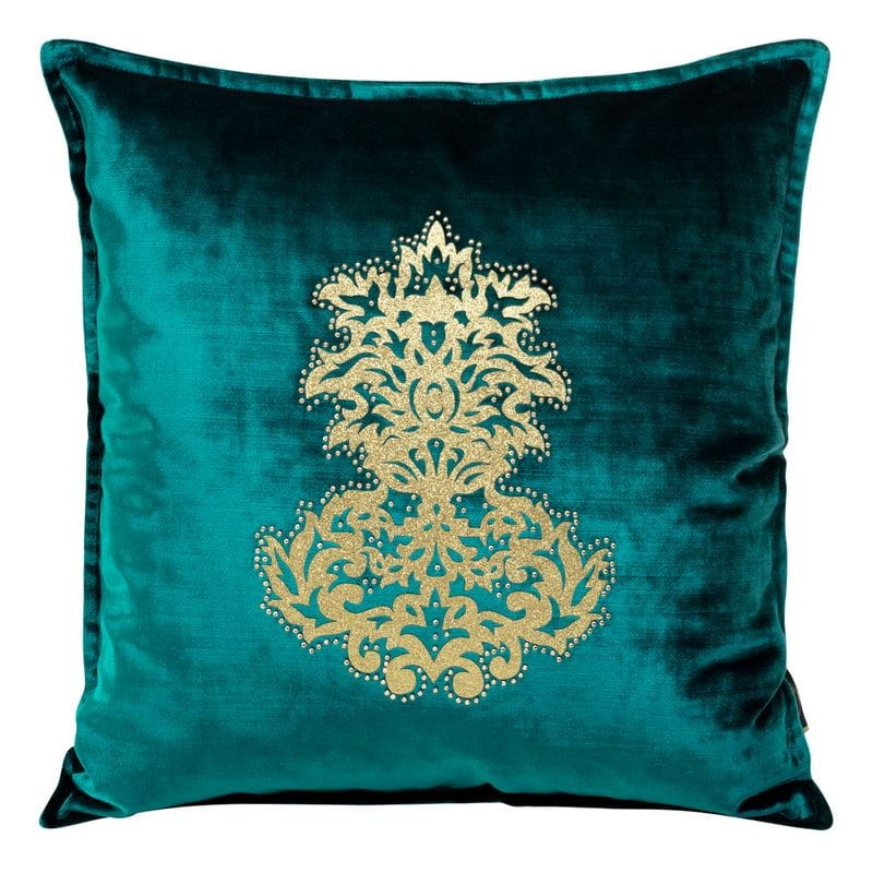 POSZEWKA WELUR VELVET ORNAMENT 45X45 TURKUSOWA