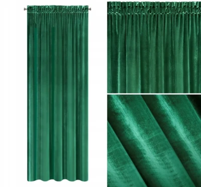 ZASŁONA WELUR VELVET NA TAŚMIE 140X300 CM ZIELONA