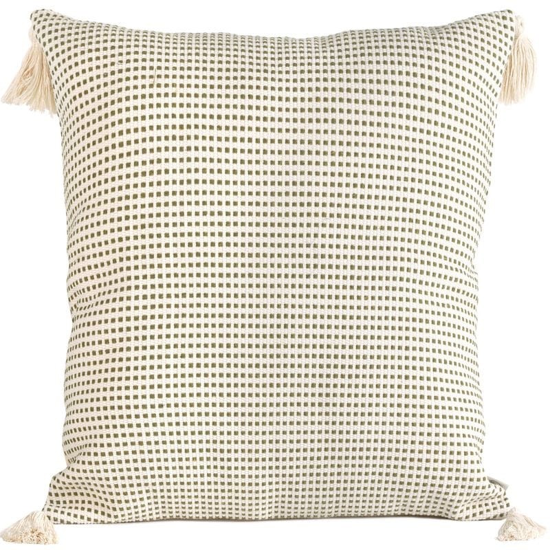 BOHO POSZEWKA BEŻOWA CHWOSTY 60X60 POMPONY
