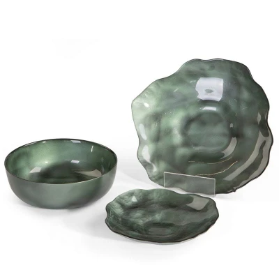 SZKLANA MISA DEKORACYJNA MISKA 30X28X5 CM ZIELONA