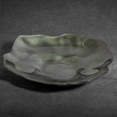SZKLANA MISA DEKORACYJNA MISKA 30X28X5 CM ZIELONA