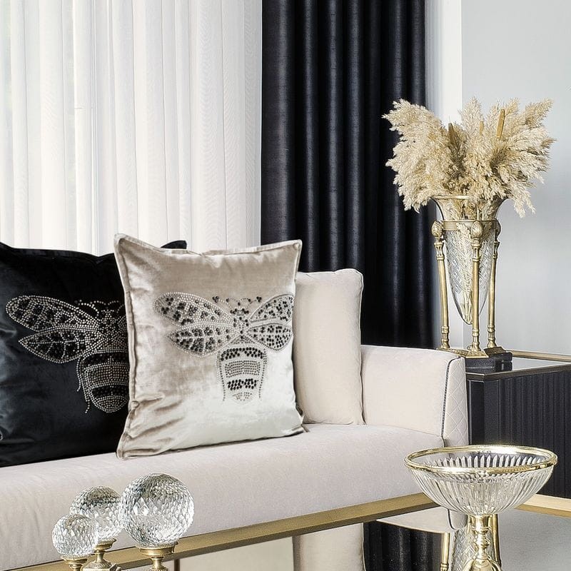 POSZEWKA WELUR VELVET PSZCZOŁA 45X45 CM ZIELONA