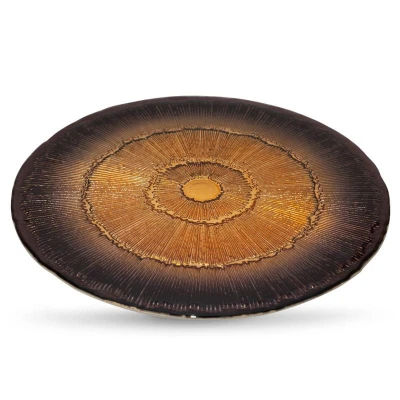 SZKLANA PATERA OZDOBNA TACA TALERZ 33X3 CM BRĄZOWA
