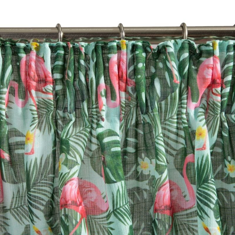 Zasłona w liście flamingi BIAŁA etamina 140X250 TAŚMA