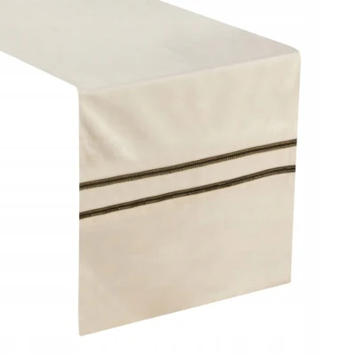 OBRUS BIEŻNIK WELUR VELVET CYRKONIE 35X180 KREMOWY