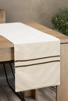 OBRUS BIEŻNIK WELUR VELVET CYRKONIE 35X180 KREMOWY