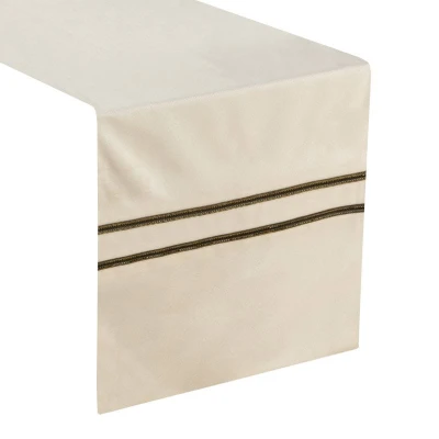 OBRUS BIEŻNIK WELUR VELVET CYRKONIE 35X180 KREMOWY