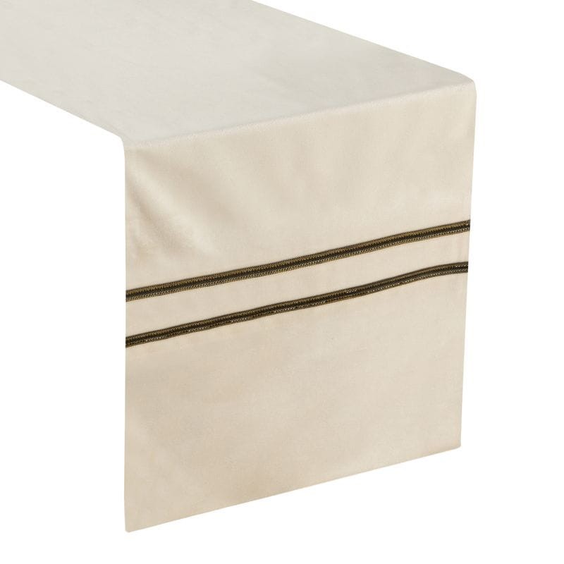 OBRUS BIEŻNIK WELUR VELVET CYRKONIE 35X180 KREMOWY