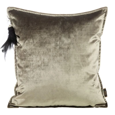 POSZEWKA WELUR VELVET Z WISIOREM 45X45 CM C.BEŻOWA