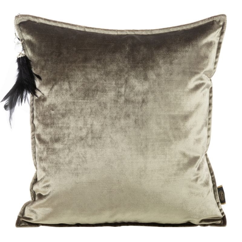 POSZEWKA WELUR VELVET Z WISIOREM 45X45 CM C.BEŻOWA