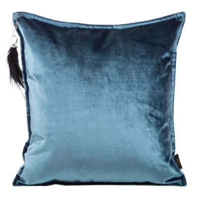 POSZEWKA WELUR VELVET Z WISIOREM 45X45 NIEBIESKA